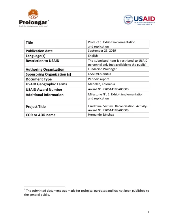 Product 5: Exhibit implementation and replication