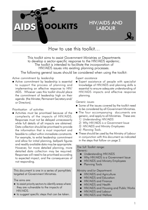 HIV/AIDS Toolkit for Government Ministries