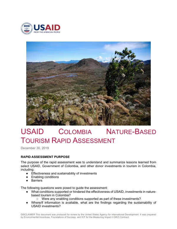 04_USAID Colombia Nature Tourism Rapid Assessment