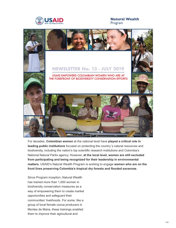 USAID's Natural Wealth Program: Empowering Women in Colombia's Tropical Dry Forests and Flooded Savannas