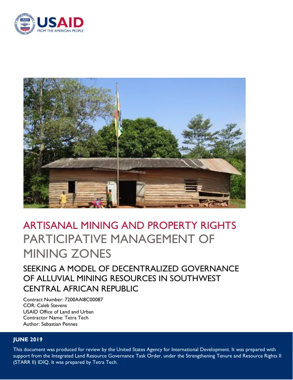 Participative Management of Mining Zones: Seeking a model of decentralized governance of alluvial mining resources in Southwest Central African Republic
