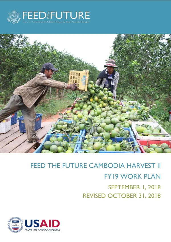 Feed the Future Cambodia Harvest II FY19 Work Plan