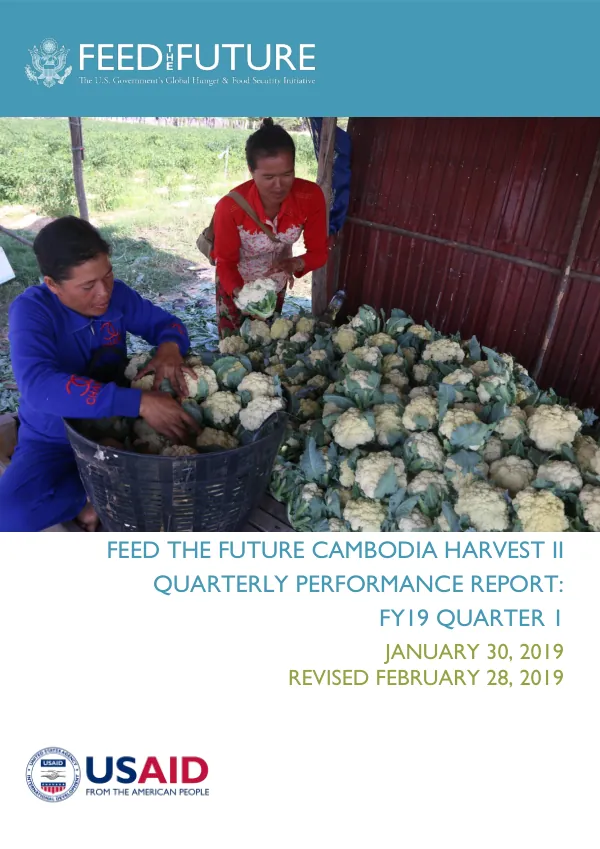 Feed the Future Cambodia Harvest II: FY19 Quarter 1 Performance Report