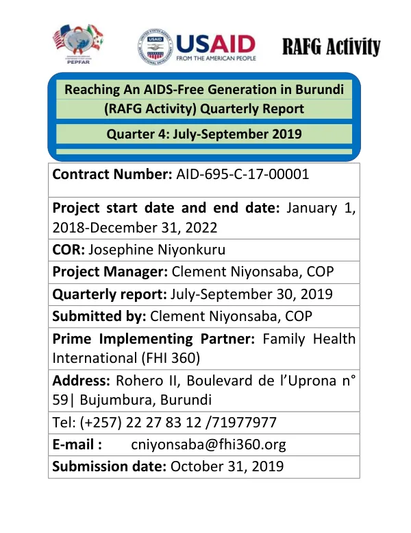 Reaching an AIDS-Free Generation Activity progress report_Q4/FY19 (July-September 2019)