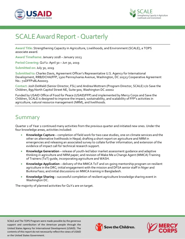 SCALE Award Report - Quarterly
