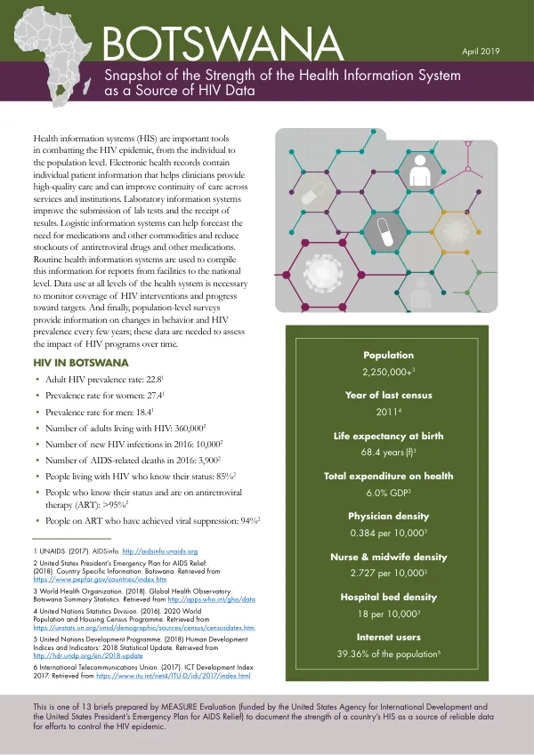 Snapshot of the Strength of the Health Information System as a Source of HIV Data in Botswana