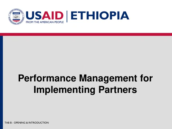 Performance Management for Implementing Partners