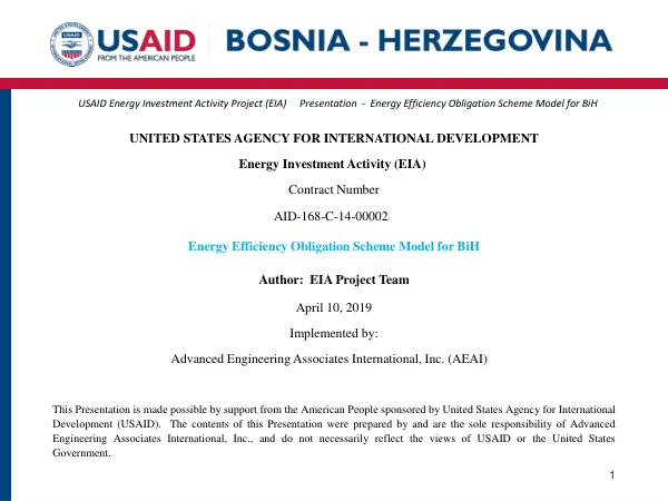 Energy Efficiency Obligation Scheme Model for BiH
