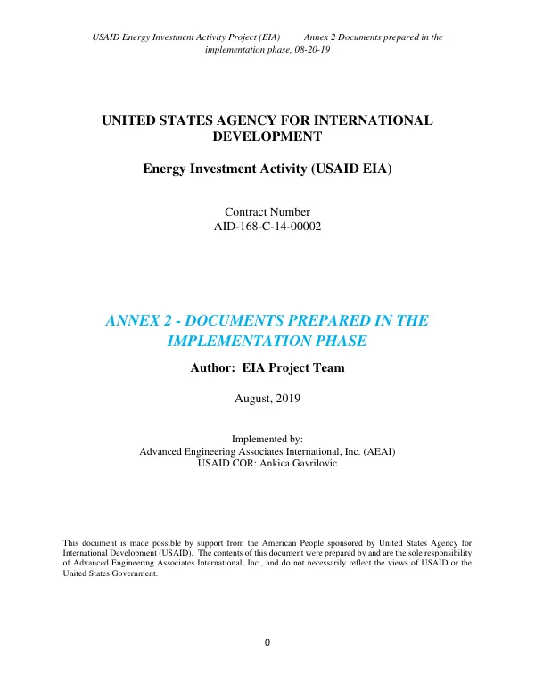 Annex 2 Documents prepared in the implementation phase