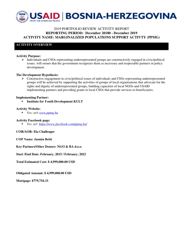 2019 Portfolio Review Activity Report