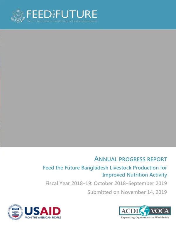 Annual Progress Report: Livestock and Nutrition Activity (FY 18–19)