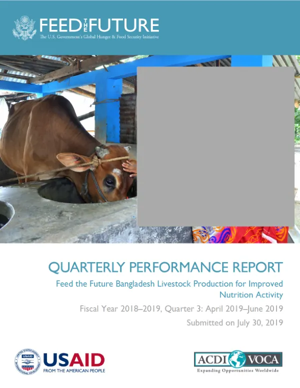 Livestock and Nutrition Activity Quarterly Performance Report: FY18–19, Quarter 3