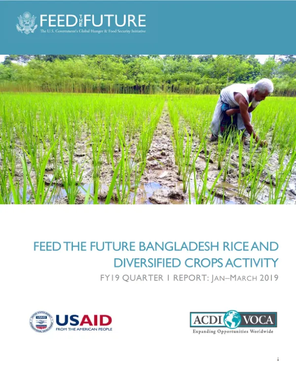 Feed the Future Bangladesh Rice and Diversified Crops (RDC) Activity FY2019 Quarter 2 Report