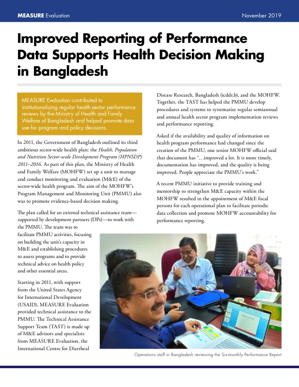Improved Reporting of Performance Data Supports Health Decision Making in Bangladesh
