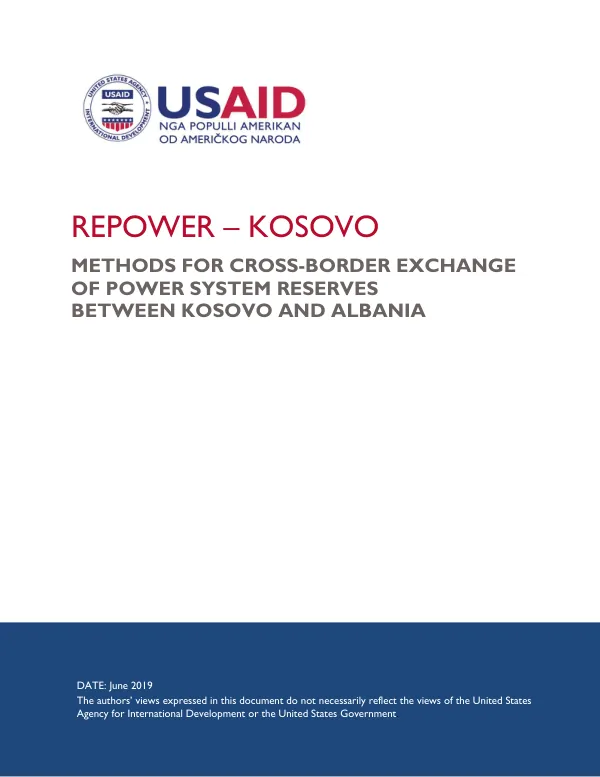 Methods for Cross-Border Exchange of Power System Reserves Between Kosovo and Albania