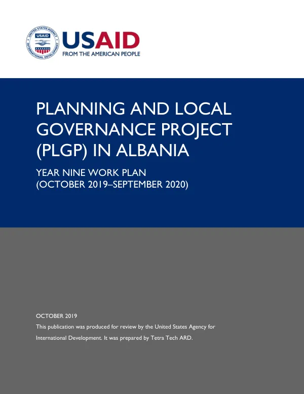 Planning and Local Governance Project in Albania: Year Nine Work Plan