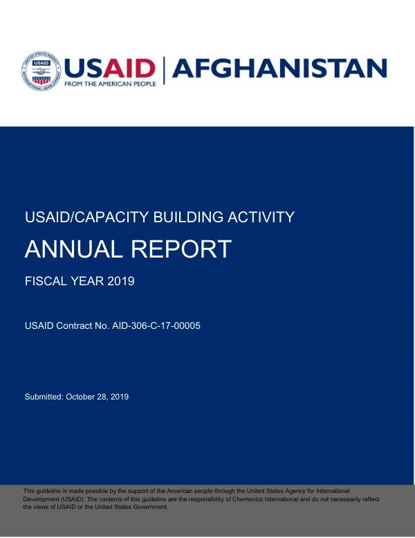 USAID/CAPACITY BUILDING ACTIVITY ANNUAL REPORT FISCAL YEAR 2019