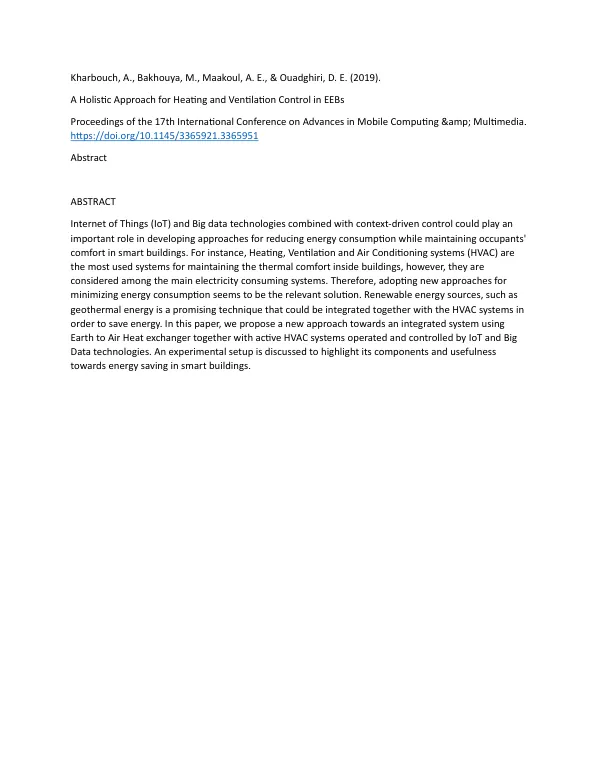 A HolisƟc Approach for HeaƟng and VenƟlaƟon Control in EEBs