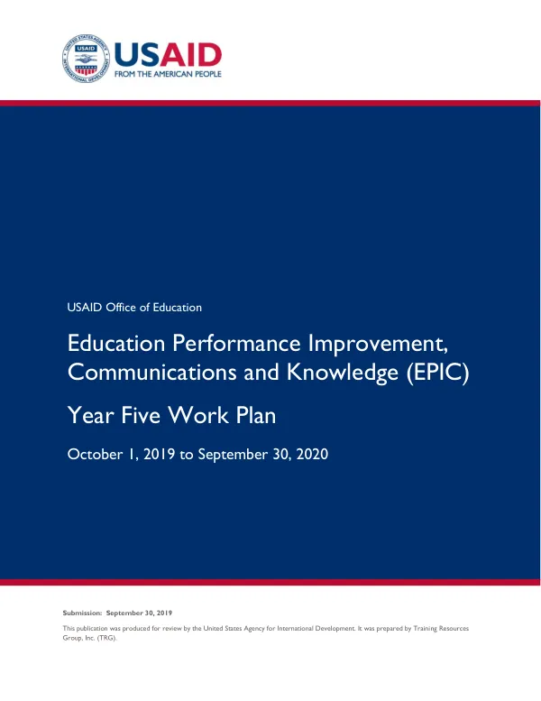 USAID EPIC Year Five Work Plan