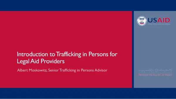 Introduction to Trafficking in Persons for Legal Aid Providers