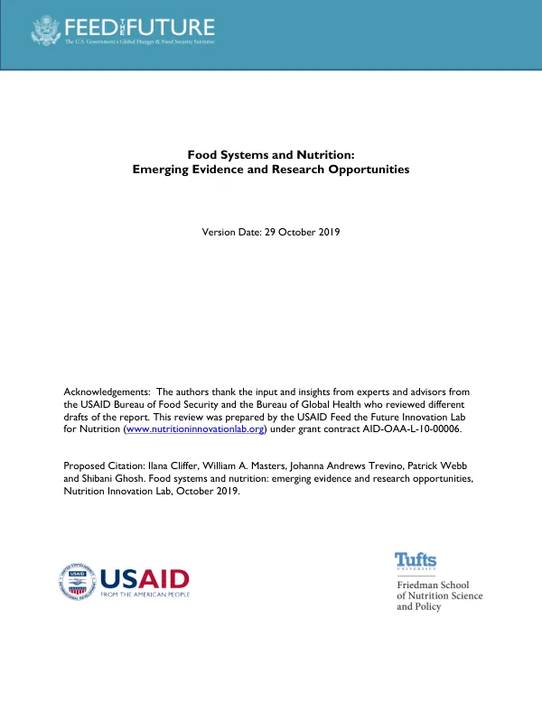 Food Systems and Nutrition: Emerging Evidence and Research Opportunities