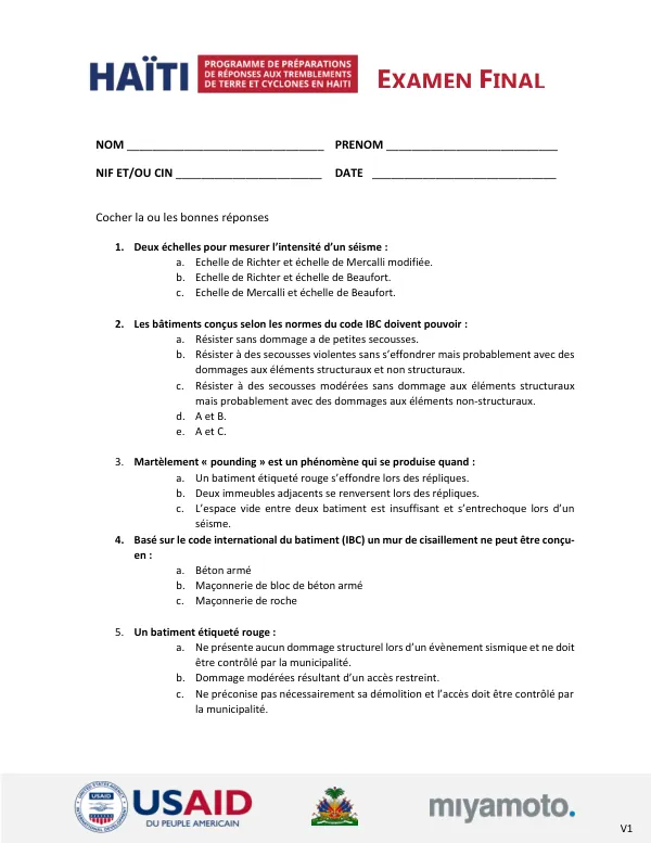 Examen Final: Séismes et Bâtiments