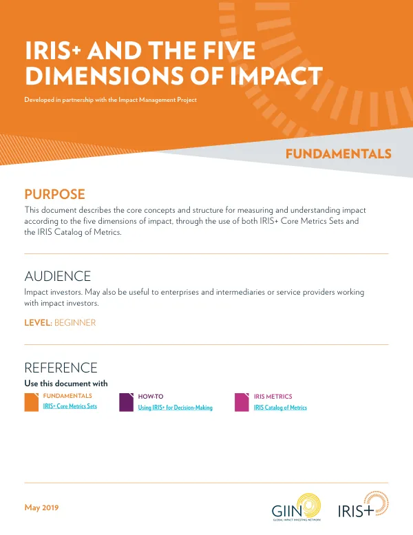 IRIS+ and the Five Dimensions of Impact