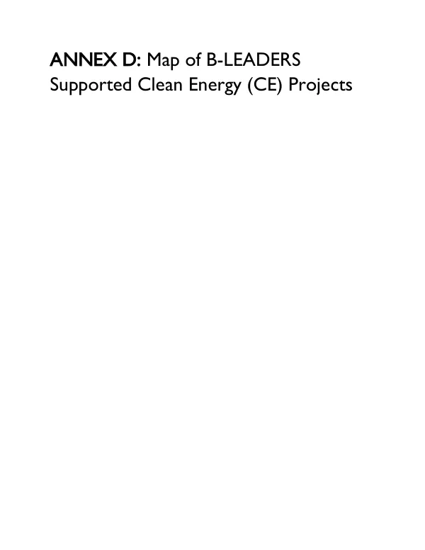 Map of B-LEADERS Supported Clean Energy (CE) Projects
