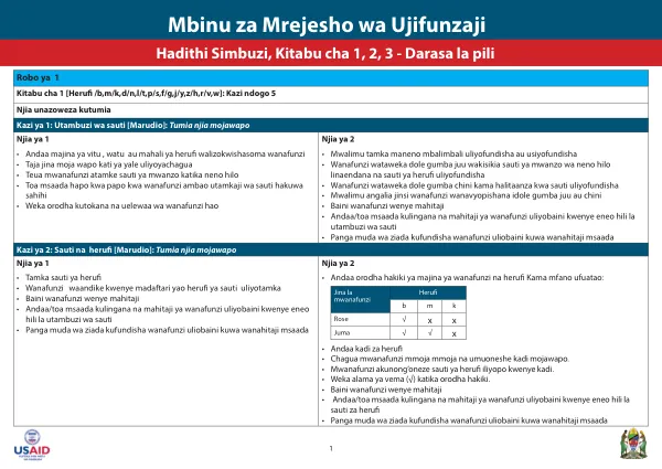 Mbinu za Mrejesho wa Ujifunzaji: Hadithi Simbuzi, Kitabu cha 1, 2, 3