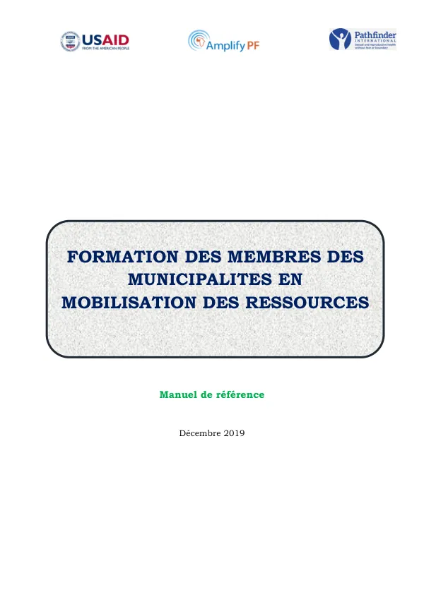Manuel de référence Formation des membres des municipalités en mobilisation des ressources