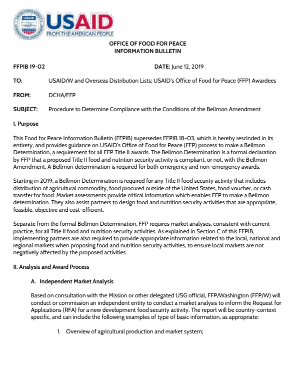 Procedure to Determine Compliance with the Conditions of the Bellmon Amendment