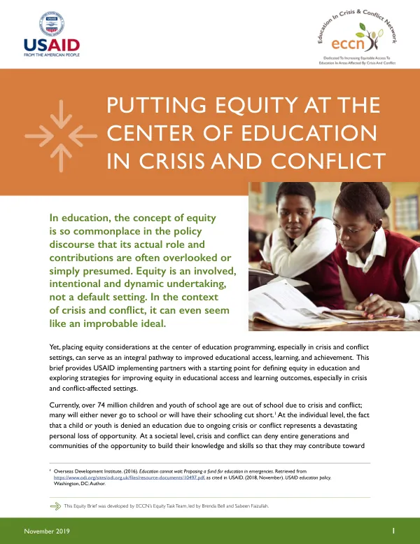 Putting Equity at the Center of Education in Crisis and Conflict