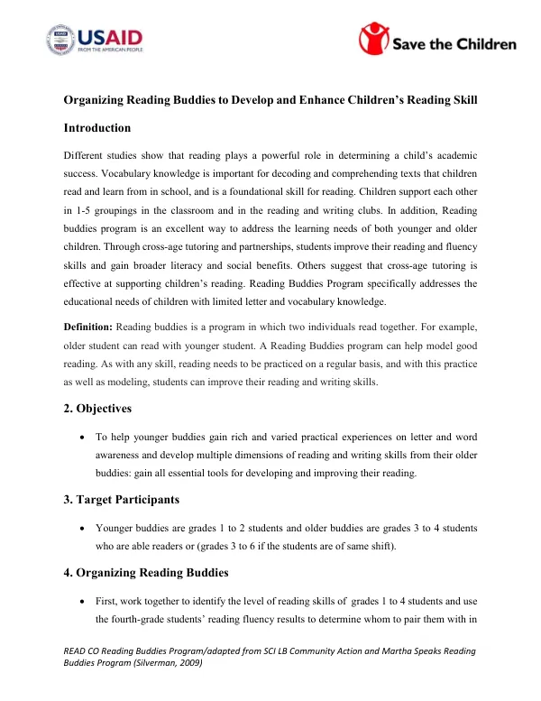 Organizing Reading Buddies to Develop and Enhance Children’s Reading Skill