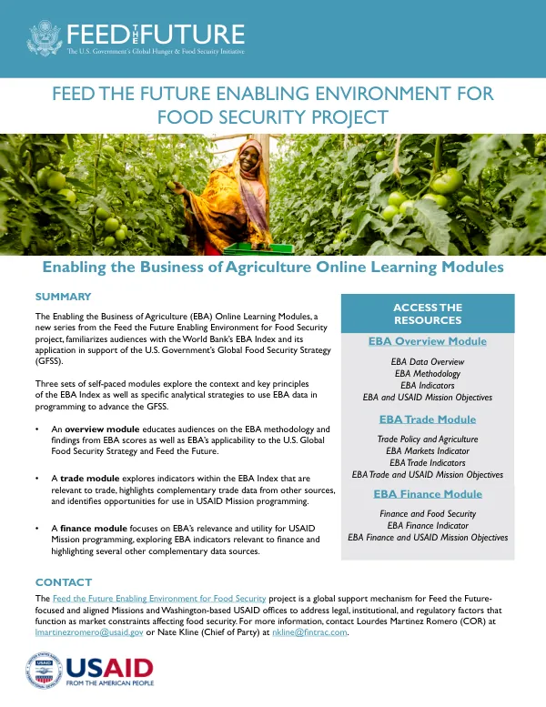 Enabling the Business of Agriculture Online Learning Modules