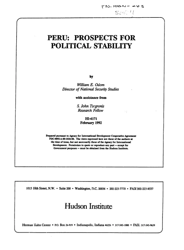 Peru : prospects for political stability
