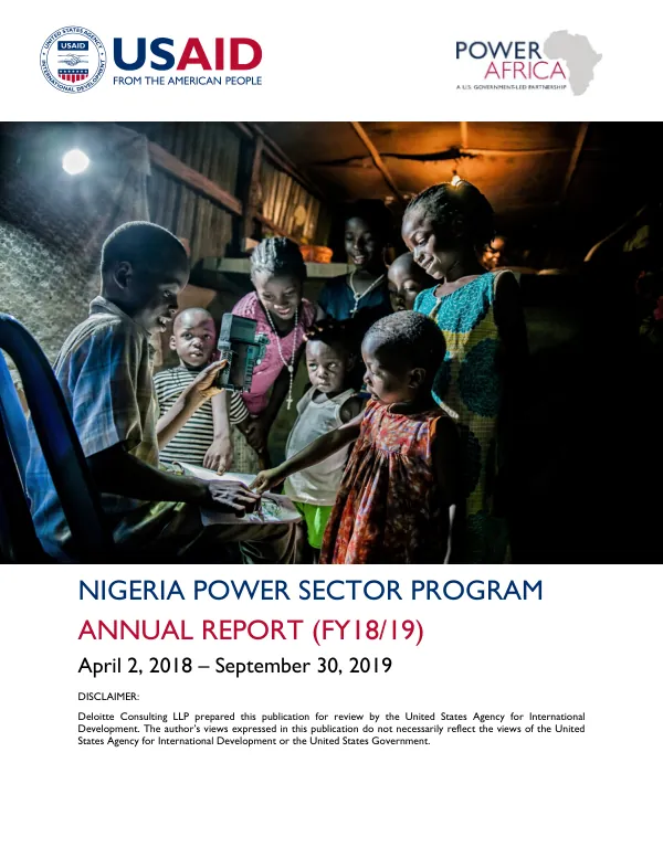 Nigeria Power Sector Program Annual Report (FY18/19)