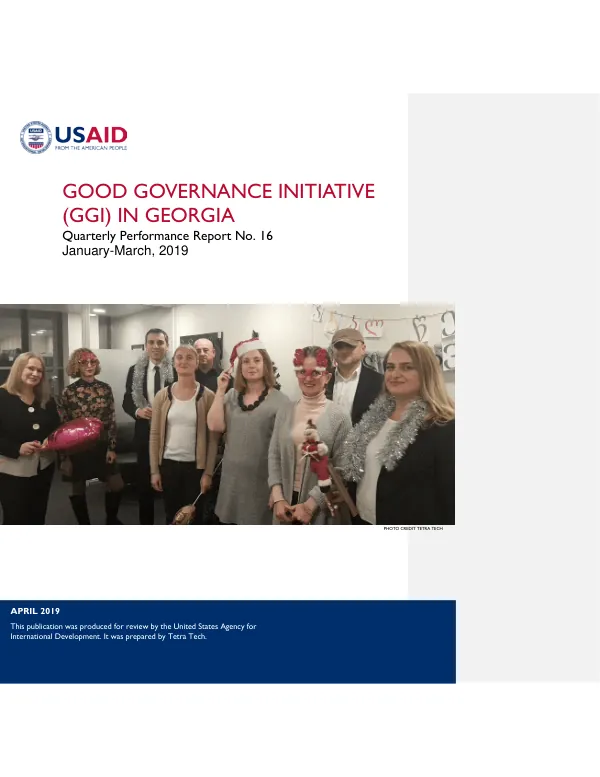 Quarterly Performance Report No. 16: Good Governance Initiative (GGI) in Georgia