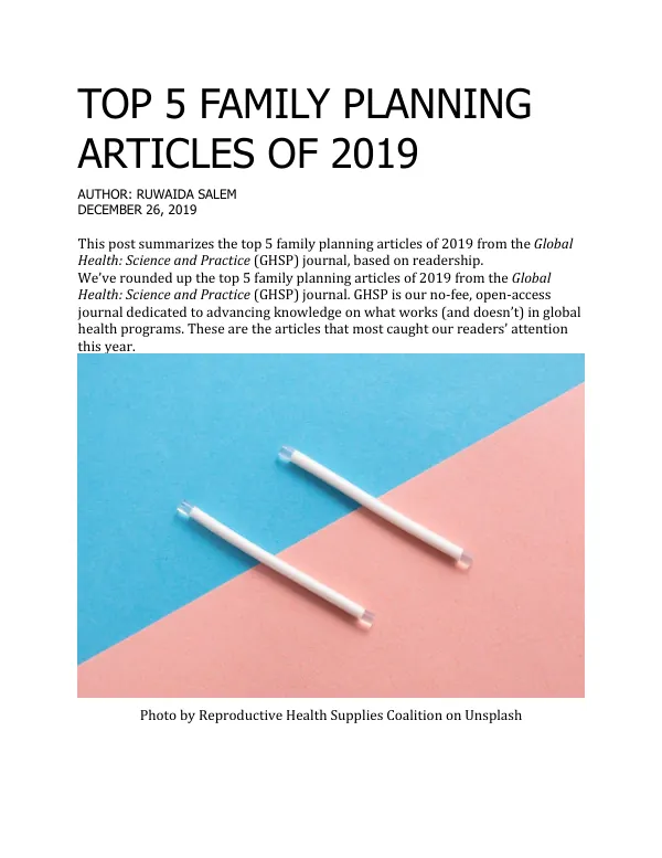 TOP 5 FAMILY PLANNING ARTICLES OF 2019