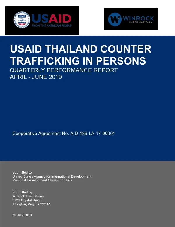 USAID Thailand Counter Trafficking in Persons FY2019 Q3 Quarterly Performance Report