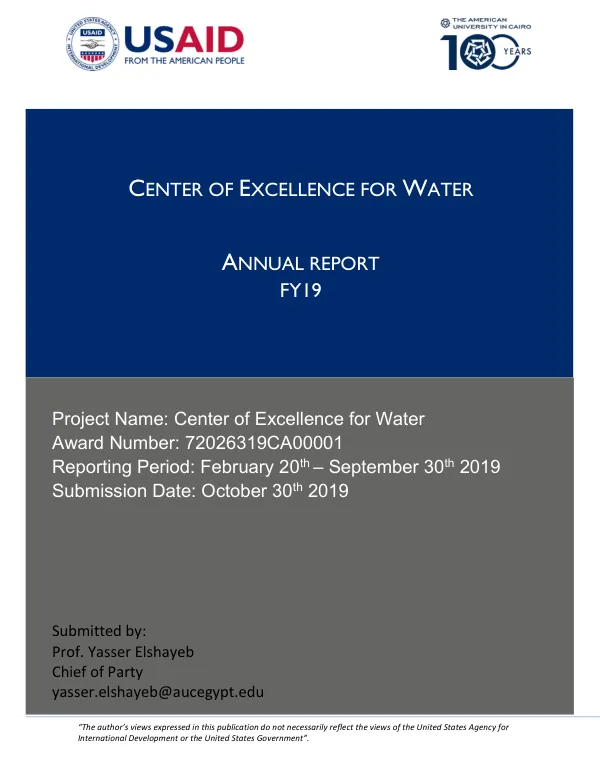 Annual Report FY19: Center of Excellence for Water