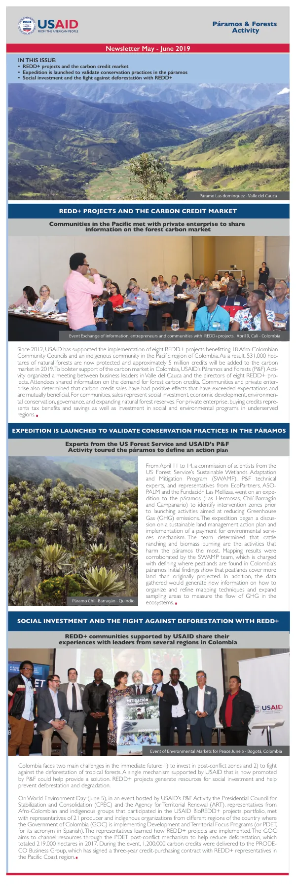 USAID's Páramos and Forests Activity Newsletter: May - June 2019