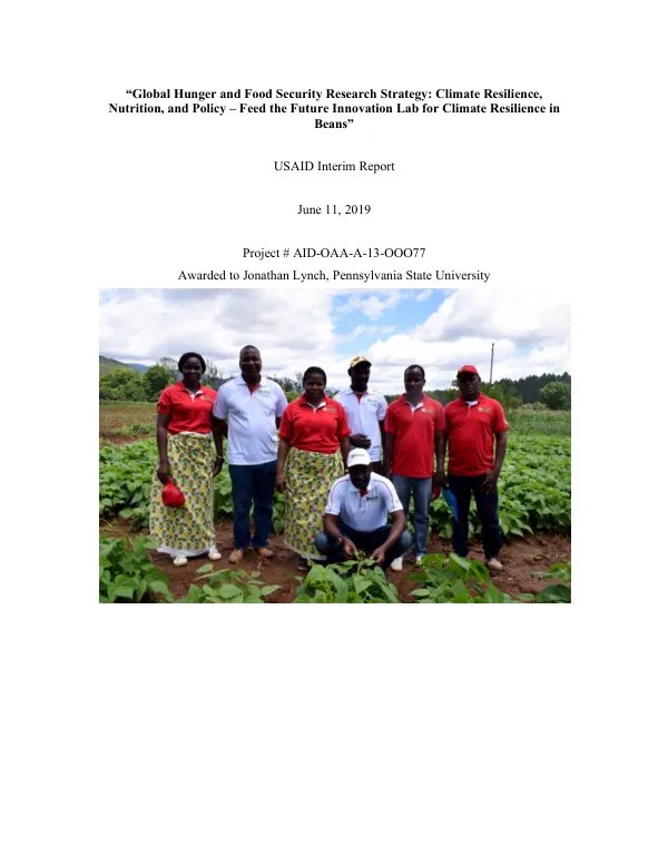 Global Hunger and Food Security Research Strategy: Climate Resilience, Nutrient, and Policy – Feed the Future Innovation Lab for Climate Resilience in Beans