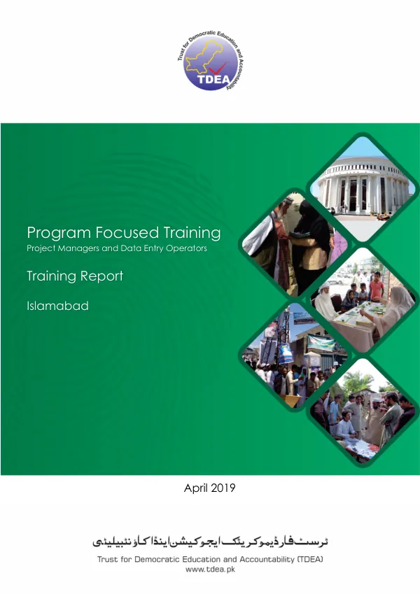 Program Focused Training Project Managers and Data Entry Operators Training Report