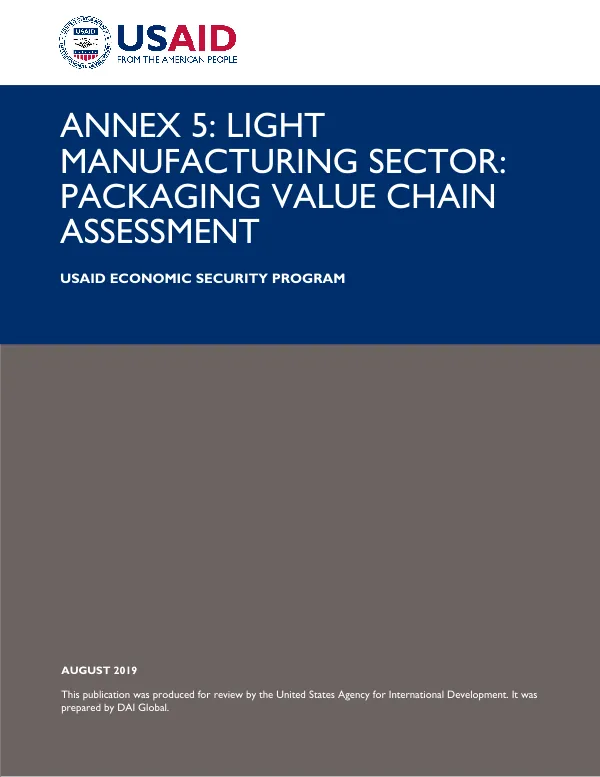 Light Manufacturing Sector: Packaging Value Chain Assessment