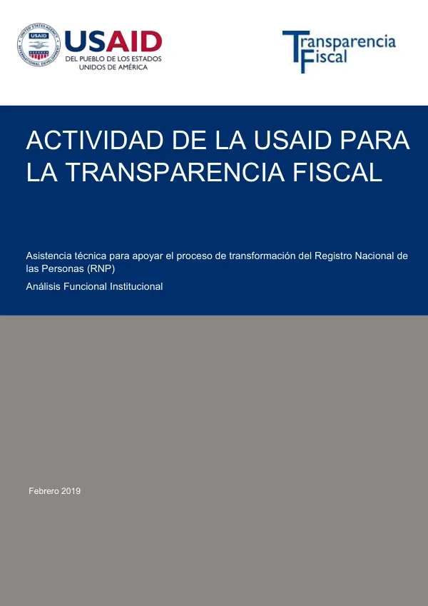 Asistencia técnica para apoyar el proceso de transformación del Registro Nacional de las Personas (RNP)
