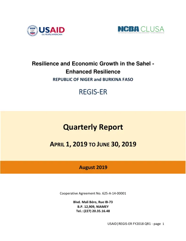 Resilience and Economic Growth in the Sahel - Enhanced Resilience