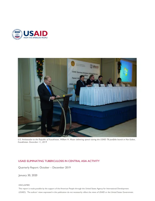 USAID Eliminating Tuberculosis in Central Asia Activity Quarterly Report: October – December 2019