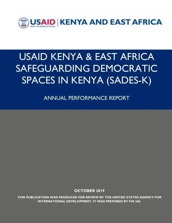 Annual Performance Report: Safeguarding Democratic Spaces in Kenya (SADES-K)