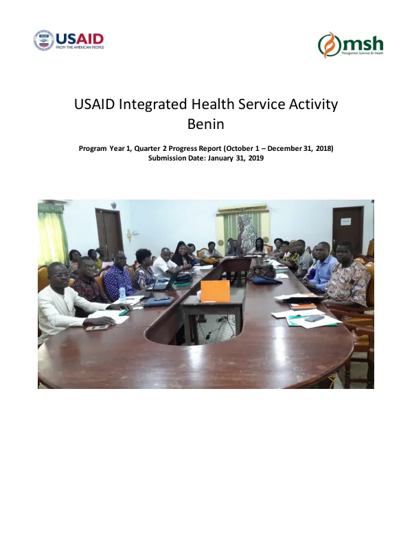 USAID Integrated Health Services Activity (IHSA) in Benin: Program Year 1, Quarter 2 Progress Report