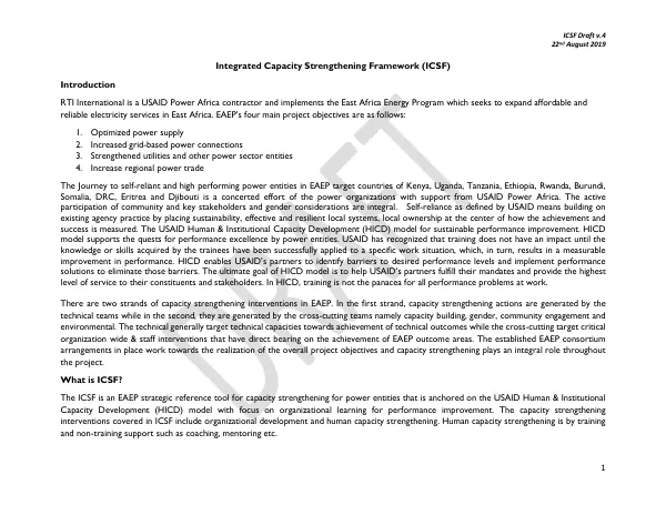 Integrated Capacity Strengthening Framework (ICSF)